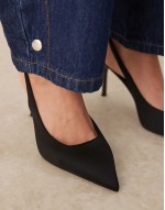 Wide Fit Spicy slingback stiletto mid shoes in black